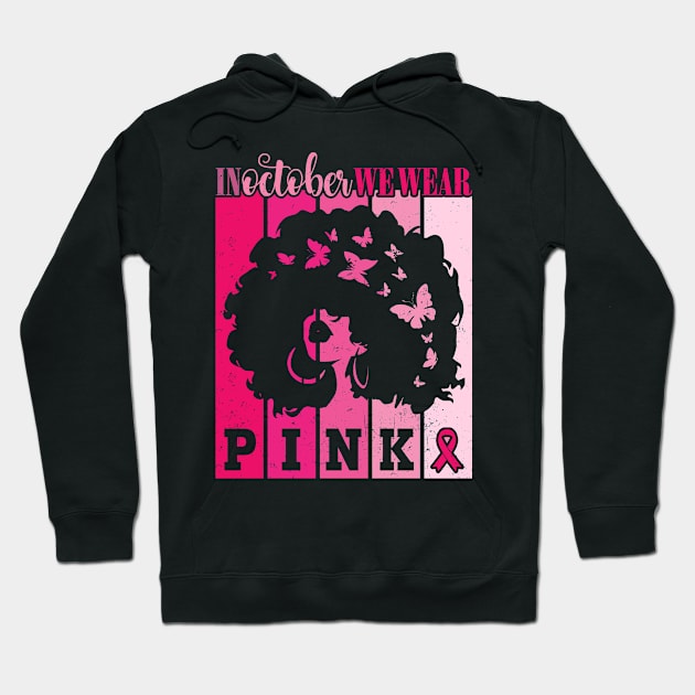 In October We Wear Pink Ribbon Breast Cancer Awareness Hoodie by Charaf Eddine